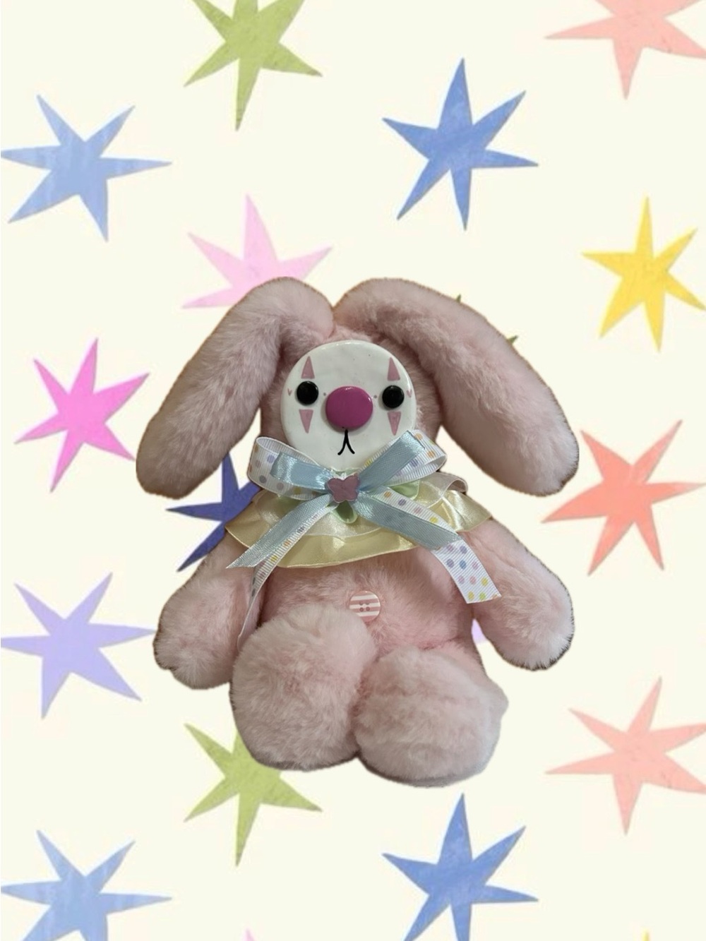 Plush Pink Bunny with Ribbon Bow - Soft Cuddly Stuffed Animal